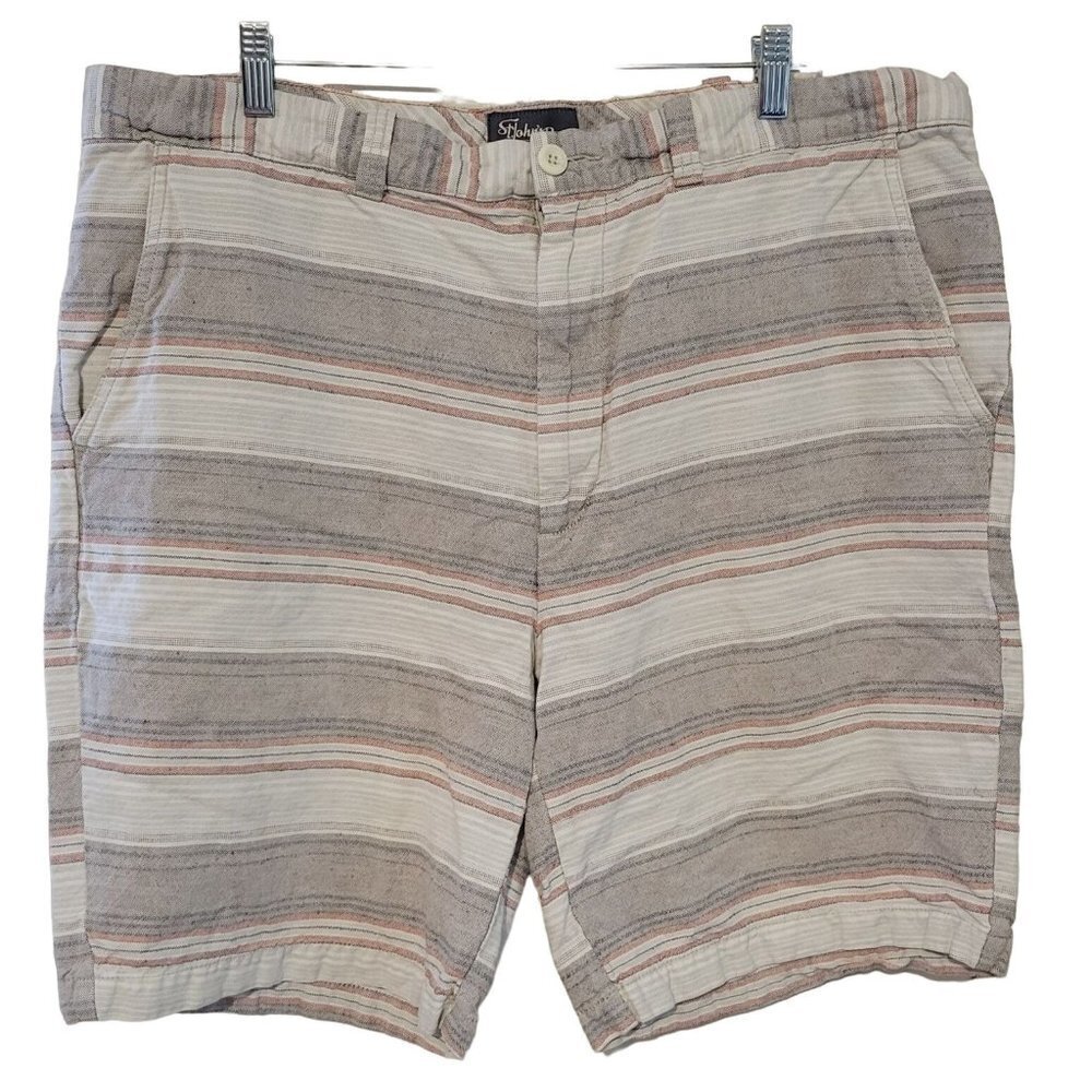 St. John's Bay Men's Sz 40 Striped Linen Blend Pockets 10 in Inseam Shorts